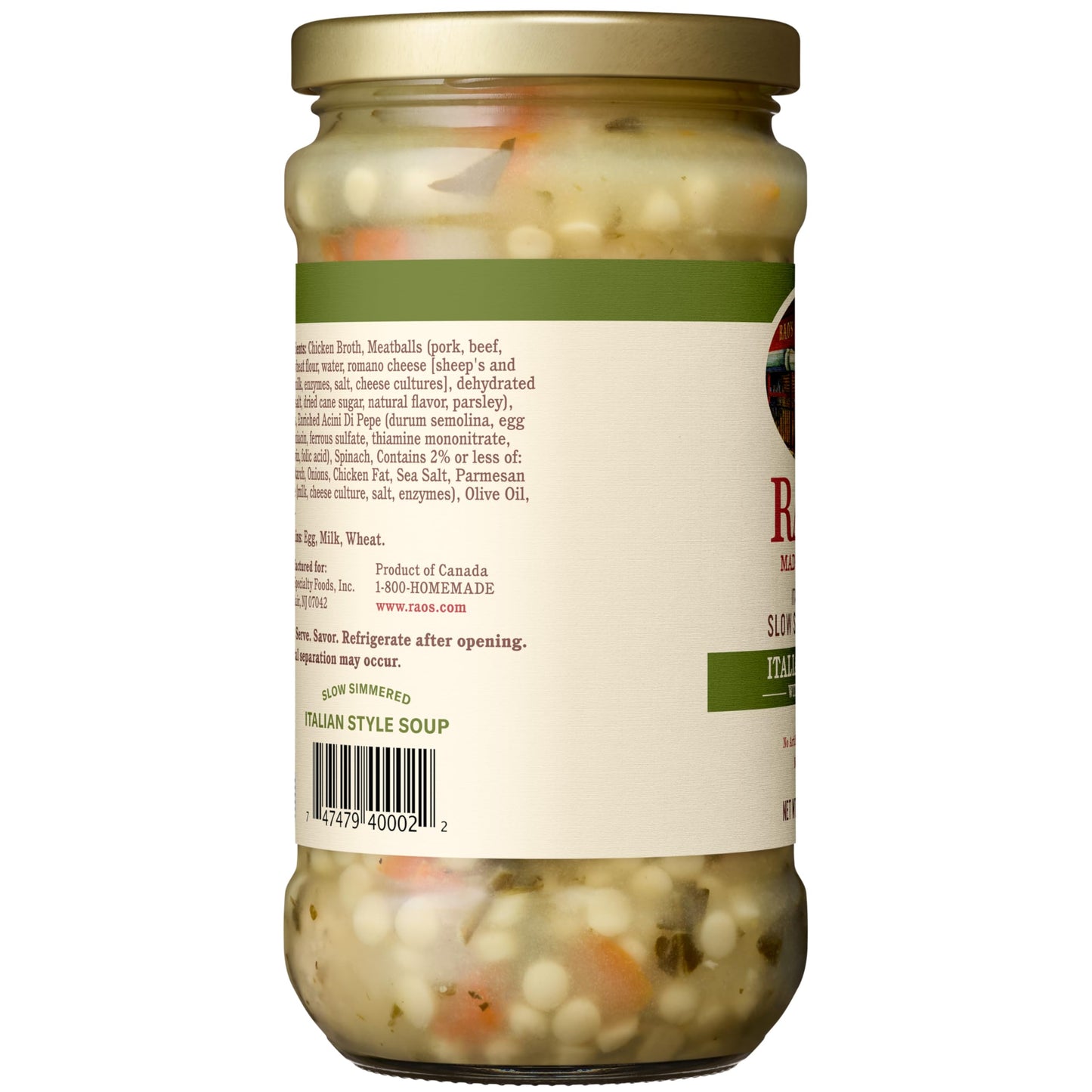 Rao's Homemade Italian Wedding Soup, 16oz, Traditional Italian Heat and Serve Soup, Made with Premium Quality Vegetables