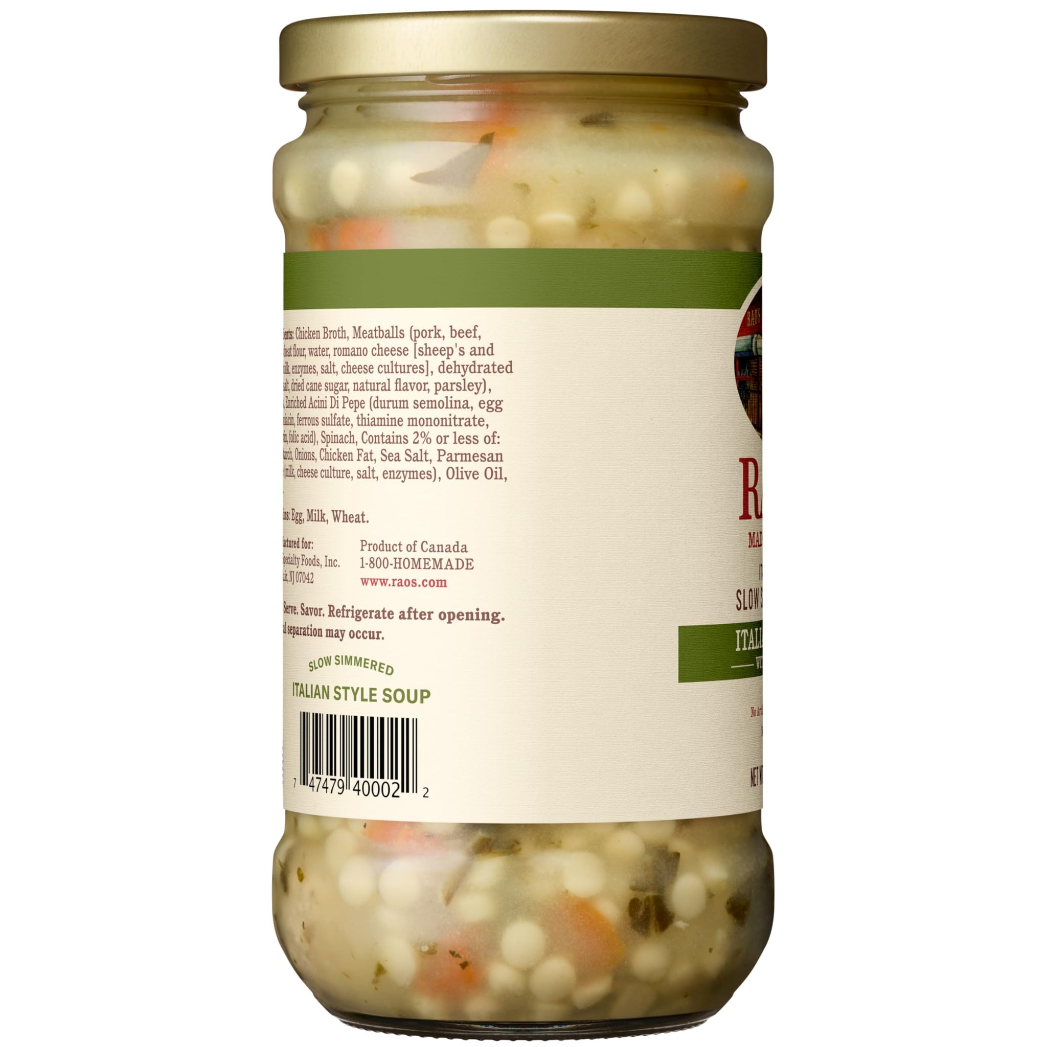 Rao's Homemade Italian Wedding Soup, 16oz, Traditional Italian Heat and Serve Soup, Made with Premium Quality Vegetables