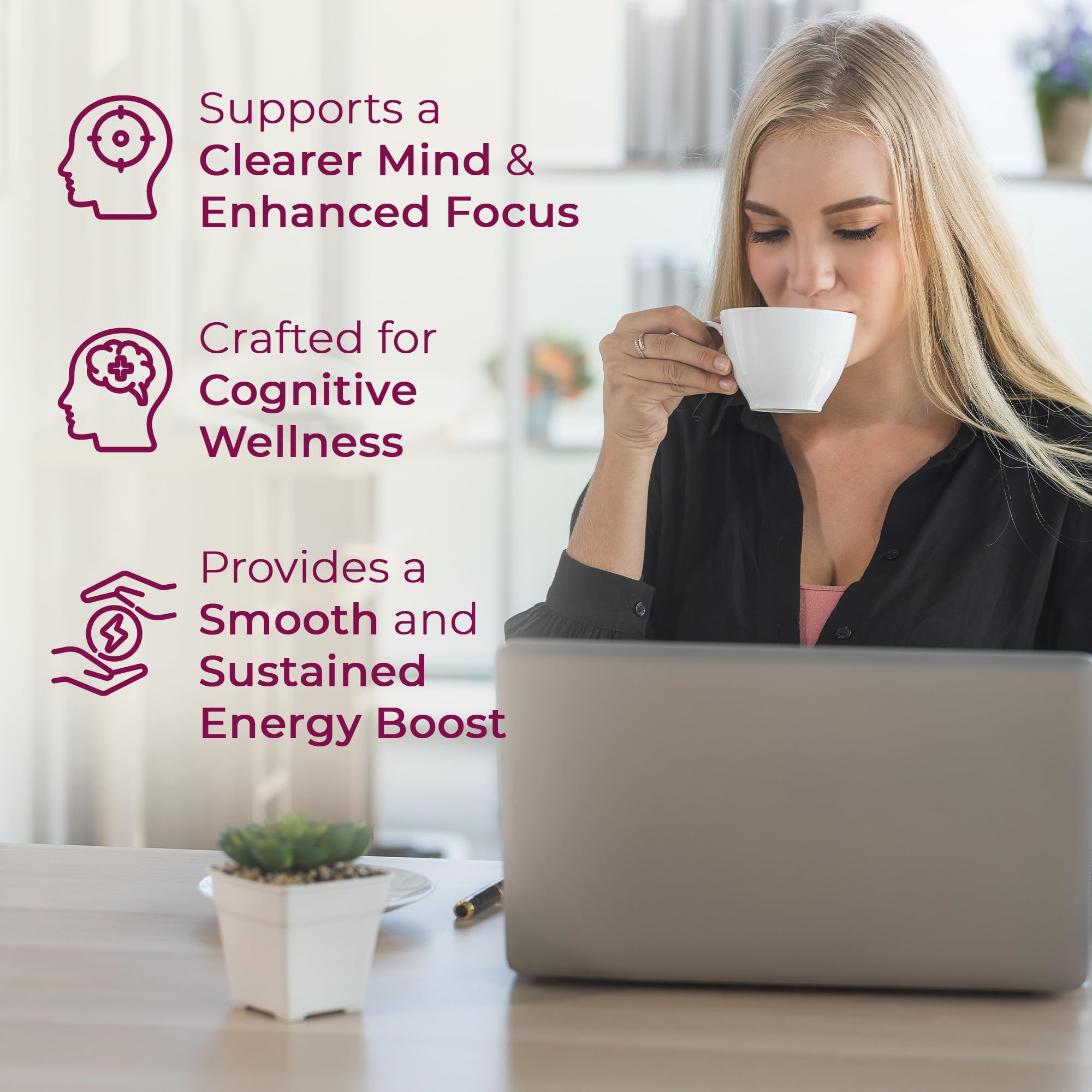 ANATOPEAK Brain Health Organic Herbal Tea - Yerba Mate, Rhodiola, Ginkgo Biloba, Lions Mane Mushroom, Green Tea and Matcha - For Brain Support