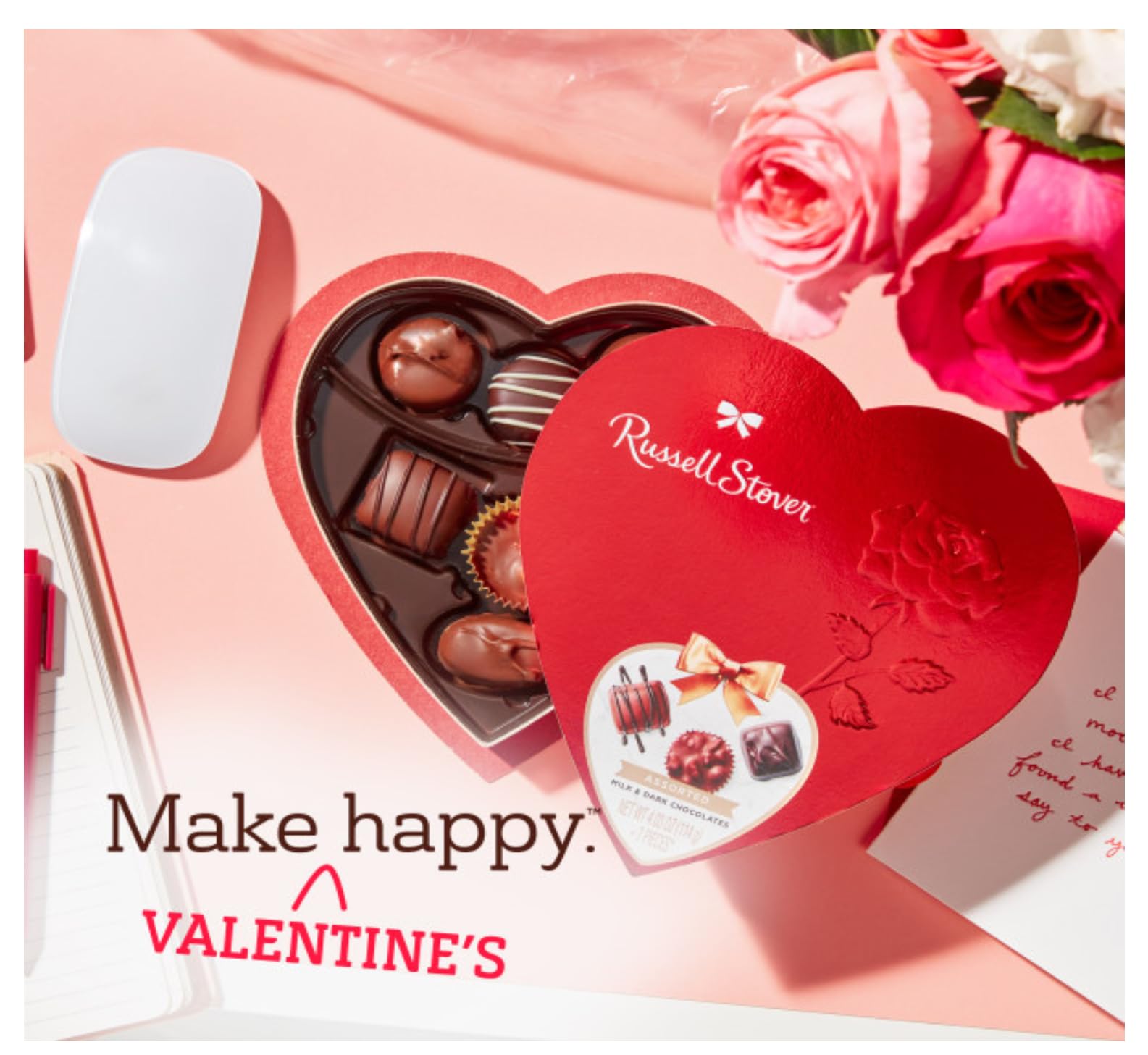 Russell Stover Valentine's Day Heart Shaped Box - Pack of 2-7 Pieces Per Box - Iconic Chocolate Everyone Loves - Perfect for Giving That Special