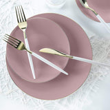 LUXE PARTY NYC Plastic 30 Pack Dinnerware Plates | Disposable|10.25"| Dinner Plate|Partyware| Party Supplies | Holidays | Mauve and Gold