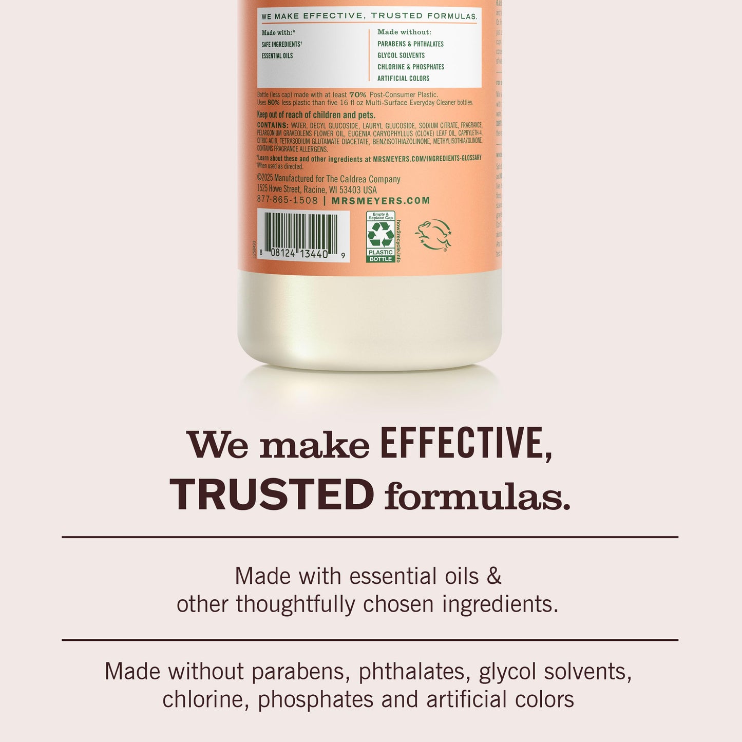 MRS. MEYER'S CLEAN DAY Multi-Surface Everyday Concentrate, Geranium Scent, 32 Fl Oz Bottle