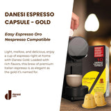 Danesi Caffe Italian Coffee Capsules - Medium Roast Espresso Coffee Pods for Home & Office Use - Premium Italian Oro Blend, 100-Count Pack
