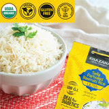 Authentic Ultra Long Sella Parboiled Basmati Rice by Khazana in 10 lb Bag - Aromatic and Flavorful Indian Grain - Non-GMO, Gluten Free, Kosher, Cholesterol Free