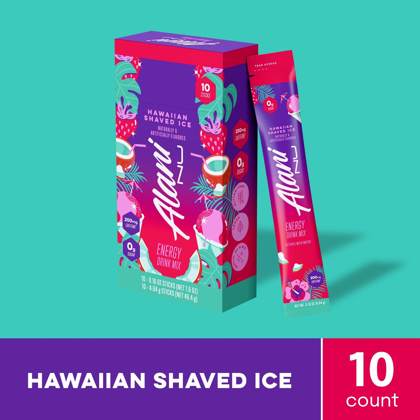 Alani Nu HAWAIIAN SHAVED ICE, Energy Sticks Drink Powder, 200mg Caffeine, Pre Workout Performance with Antioxidants, On-The-Go Drink Mix, Biotin, B