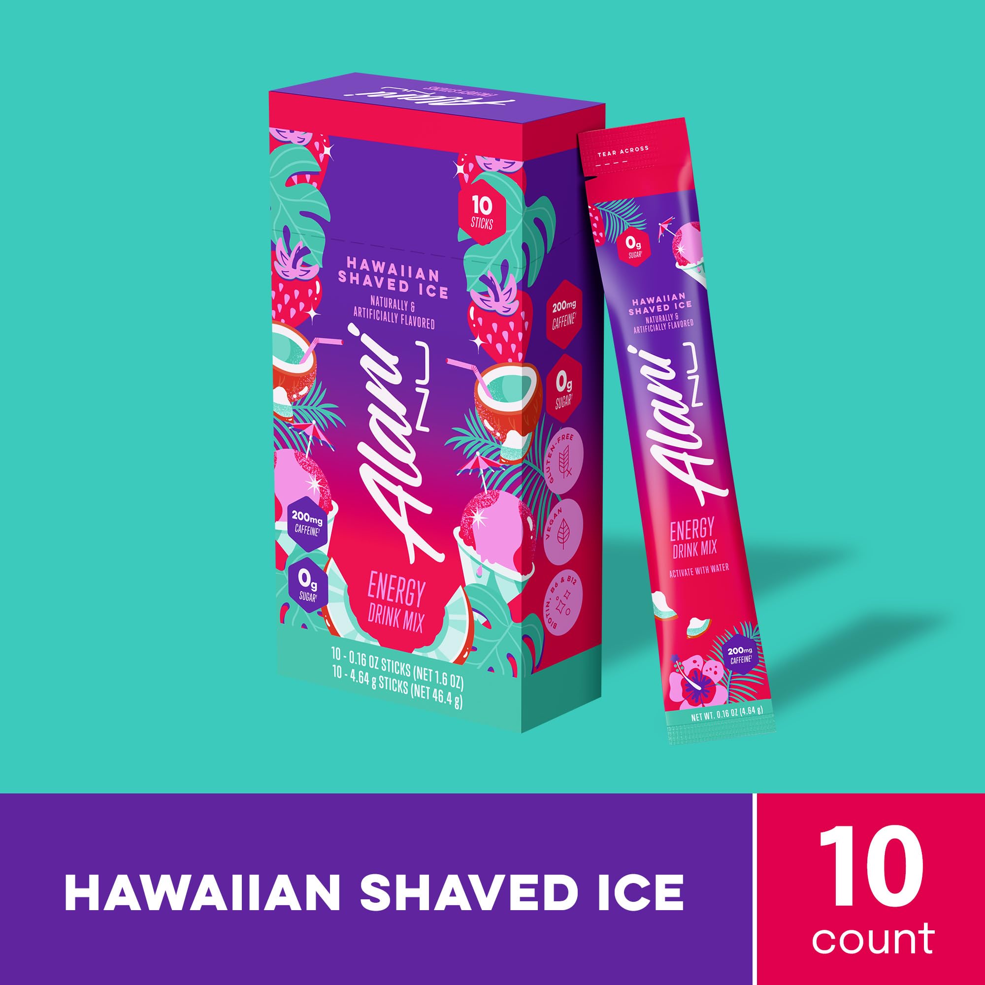 Alani Nu HAWAIIAN SHAVED ICE, Energy Sticks Drink Powder, 200mg Caffeine, Pre Workout Performance with Antioxidants, On-The-Go Drink Mix, Biotin, B