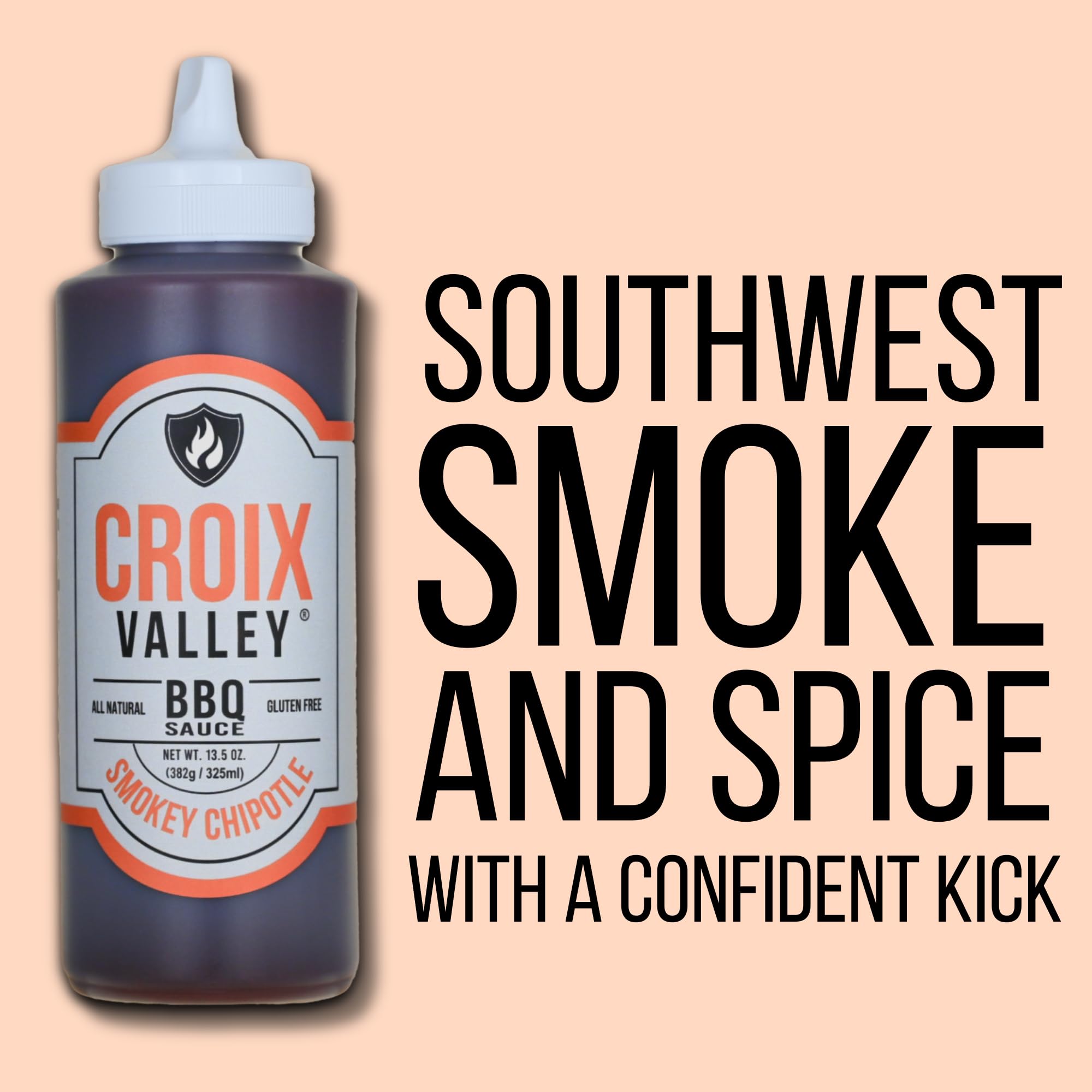 Croix Valley Smokey Chipotle BBQ Sauce - 3 Pack (11 oz Plastic Bottles) - Bold Smokey Chipotle Heat - Gluten-Free, No MSG, No High Fructose Corn Syrup
