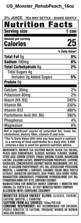 Monster Rehab Peach Tea + Energy, Energy Drink, 15.5 Ounce