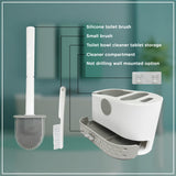 Silicone Toilet Brush and Holder Set with 2 Toilet Bowl Brushes, Ventilation Slots Base