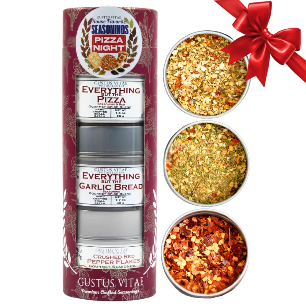 Pizza Night House Favorite Seasonings | Gift Packaged Set of 3 | All Natural, Non GMO Pizza Seasoning | Gourmet Spice Blends & Rubs | Small Batch