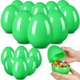 Leitee 24 Pcs Green Plastic Easter Eggs 4 Inch Large Blank Empty Eggs Bulk Paintable Detachable DIY Decoration for Easter Basket Stuffers Fillable