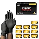 First Glove Volt 6 Mil Black Nitrile Disposable Gloves - 100 Count Large - Food Safe Heavy Duty Gloves for Cooking, Cleaning, Industrial & Food