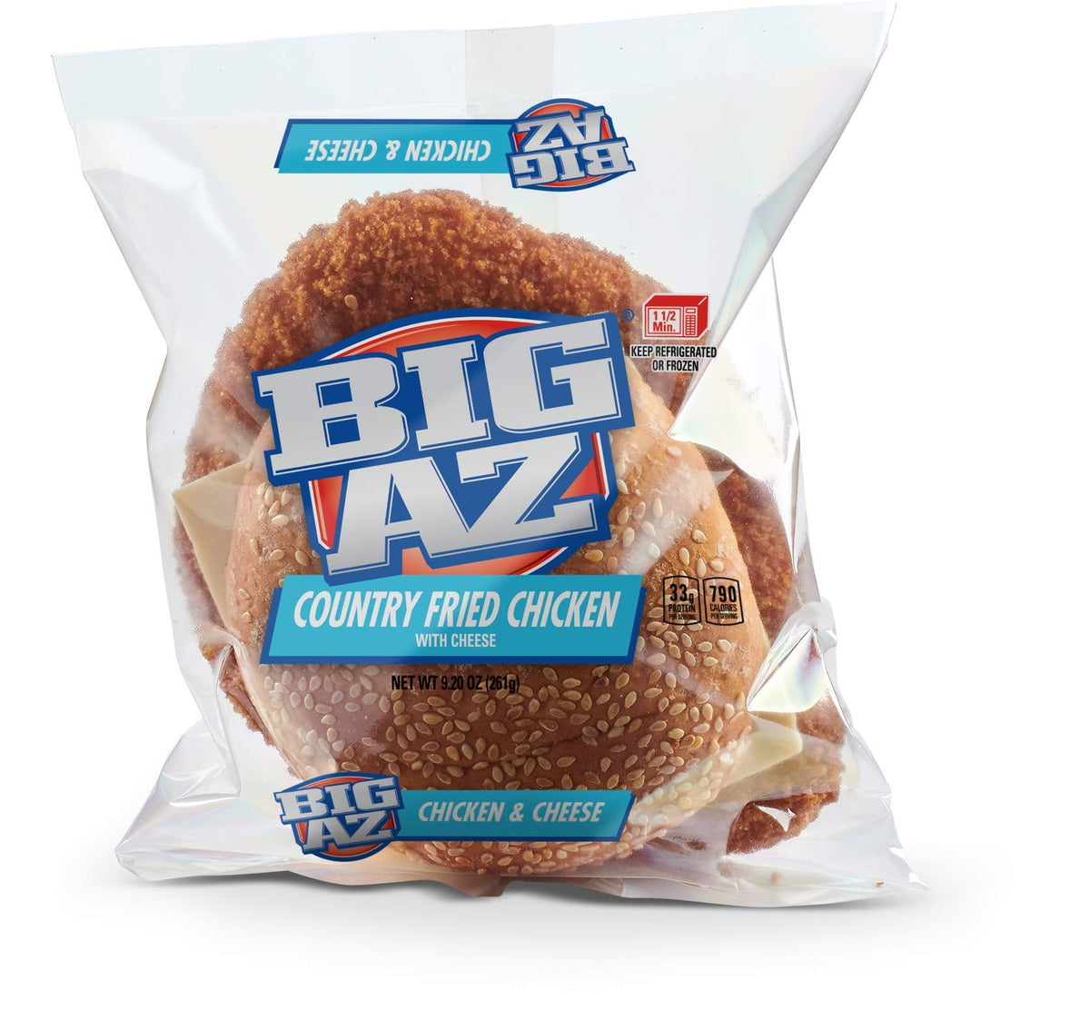 Advance Pierre Big Az Country Fried Chicken Sandwich with Cheese, 9.2 Ounce -- 8 per case.