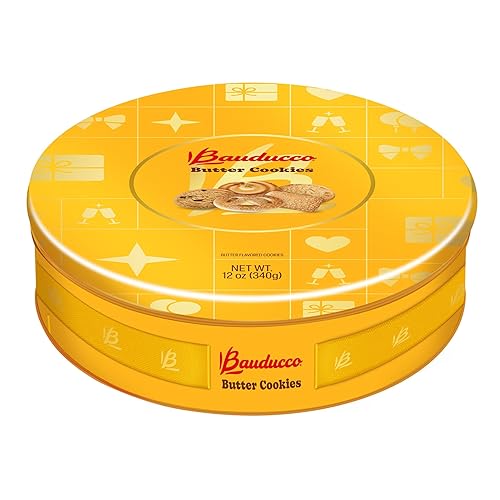 Bauducco Assorted Butter Cookies Tin, 12 oz (Pack of 1) - Traditional Danish Shortbread Style Cookies, Perfect Holiday Gift or Sweet Snack Treat - No