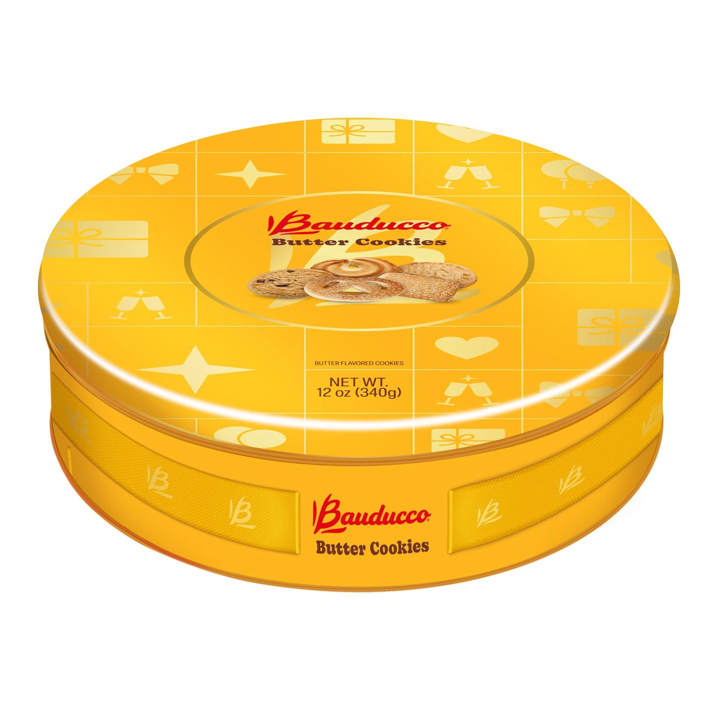 Bauducco Assorted Butter Cookies Tin, 12 oz (Pack of 1) - Traditional Danish Shortbread Style Cookies, Perfect Holiday Gift or Sweet Snack Treat - No