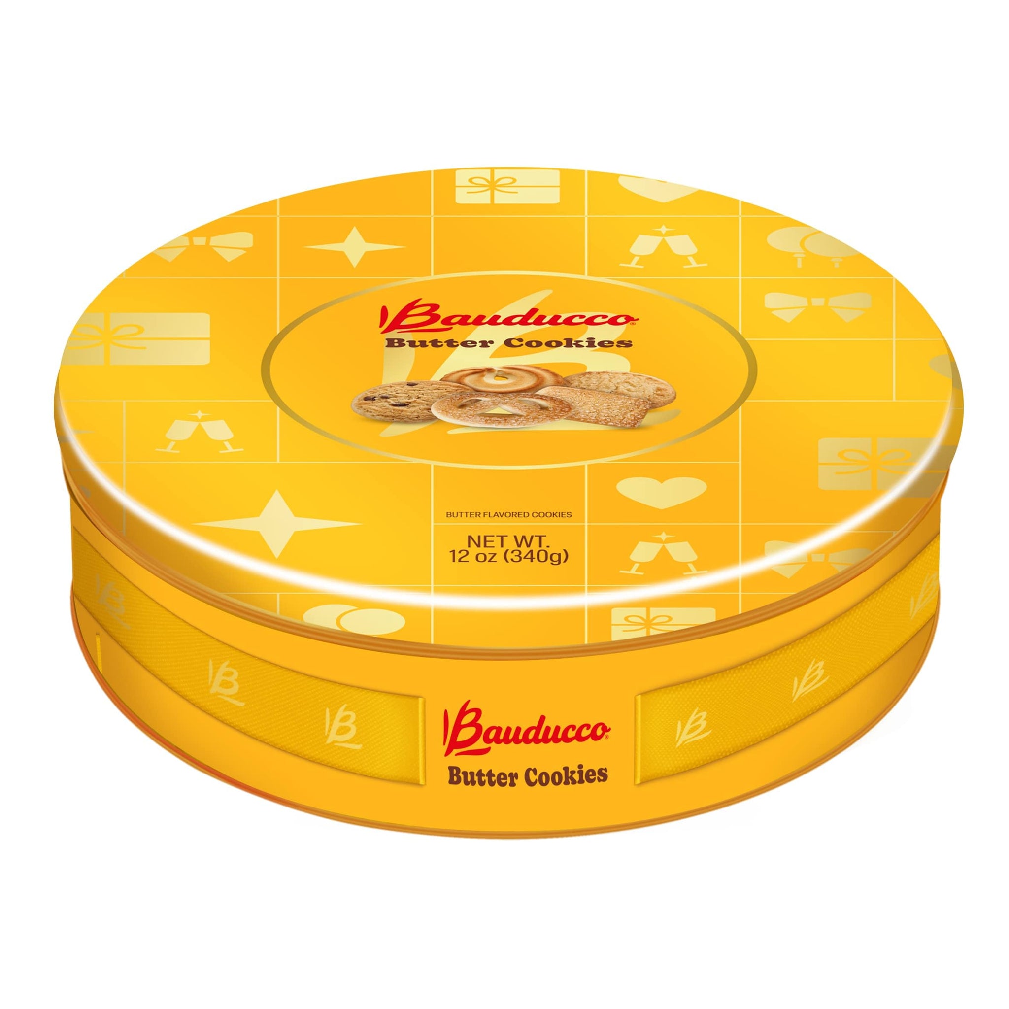 Bauducco Assorted Butter Cookies Tin, 12 oz (Pack of 1) - Traditional Danish Shortbread Style Cookies, Perfect Holiday Gift or Sweet Snack Treat - No