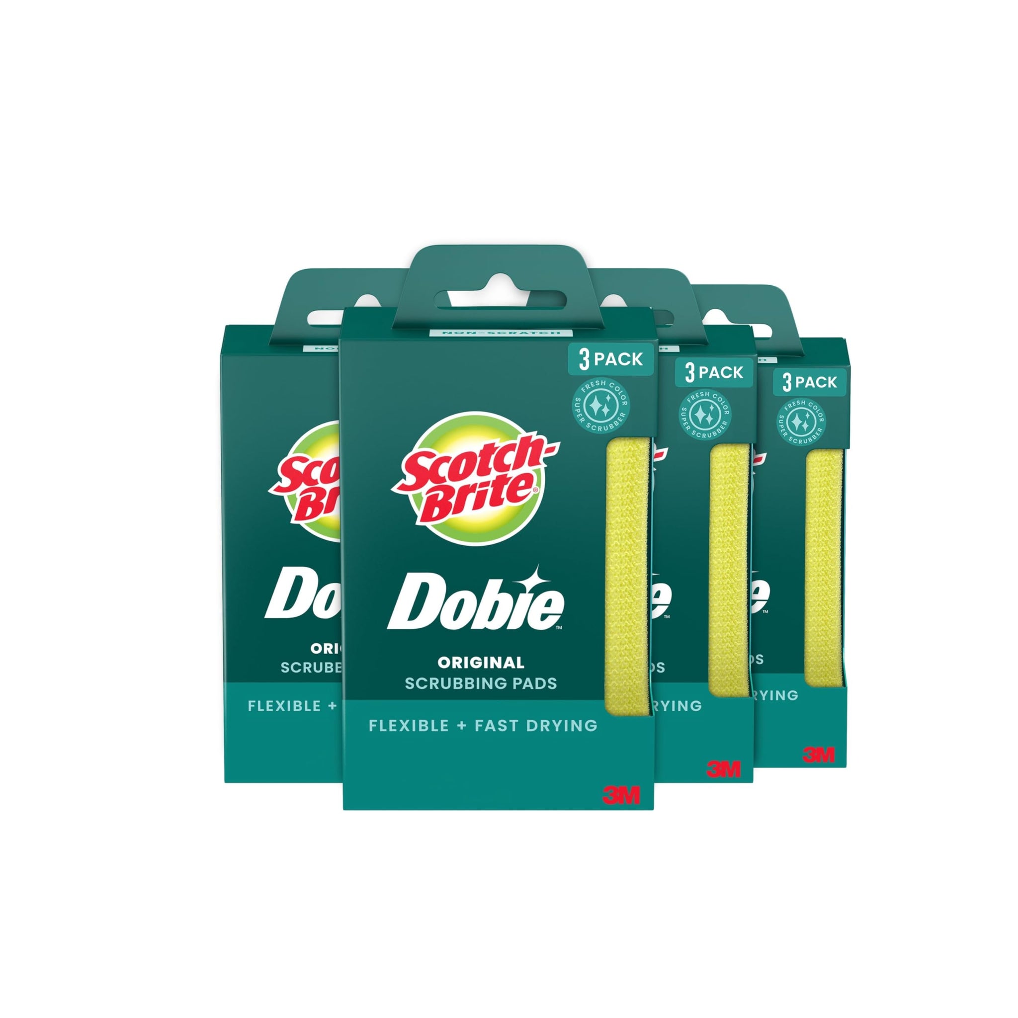 Scotch-Brite Dobie Non-Scratch All-Purpose Scrub Pads, 12 Total Pads (6 Packs of 2), Reusable Scouring Sponges for Kitchen & Bathroom, Safe on