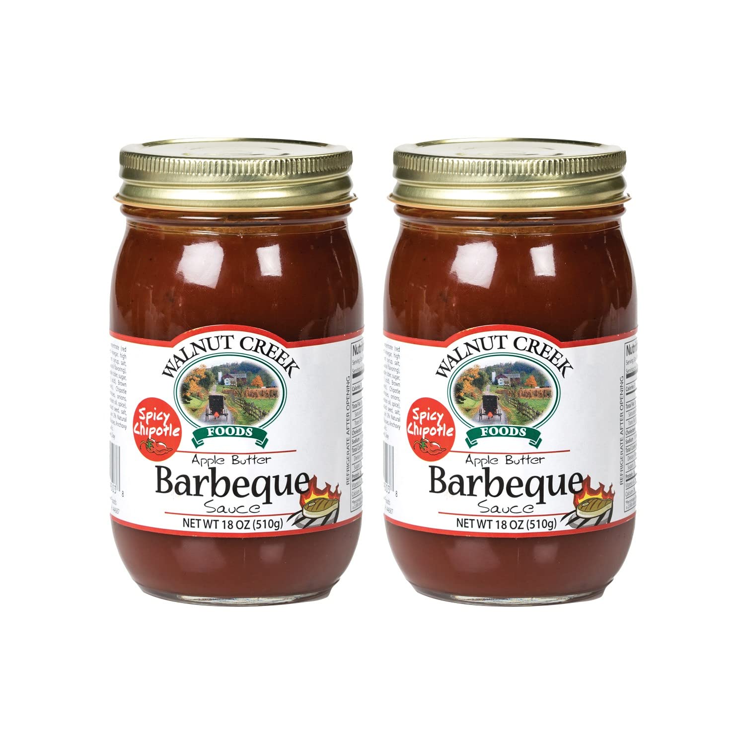 Walnut Creek Apple Butter Barbeque Sauce - Spicy Chipotle, 2 Jars