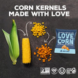 LOVE CORN Fab Four Variety Pack - Hot & Spicy, Sea Salt, BBQ, Salt & Vinegar - Crunchy Roasted Corn Snacks, Vegan, Gluten Free - Lunchbox, Office