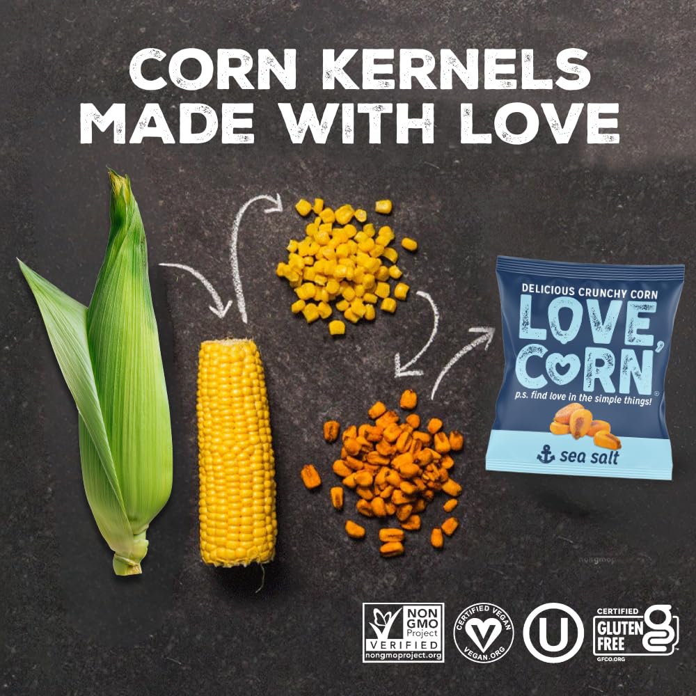 LOVE CORN Sampler Variety Pack - Crunchy Roasted Corn Snack - Assorted Flavors - Gluten Free & Non-GMO - Lunchbox & On-the-Go, Alternative to Chips