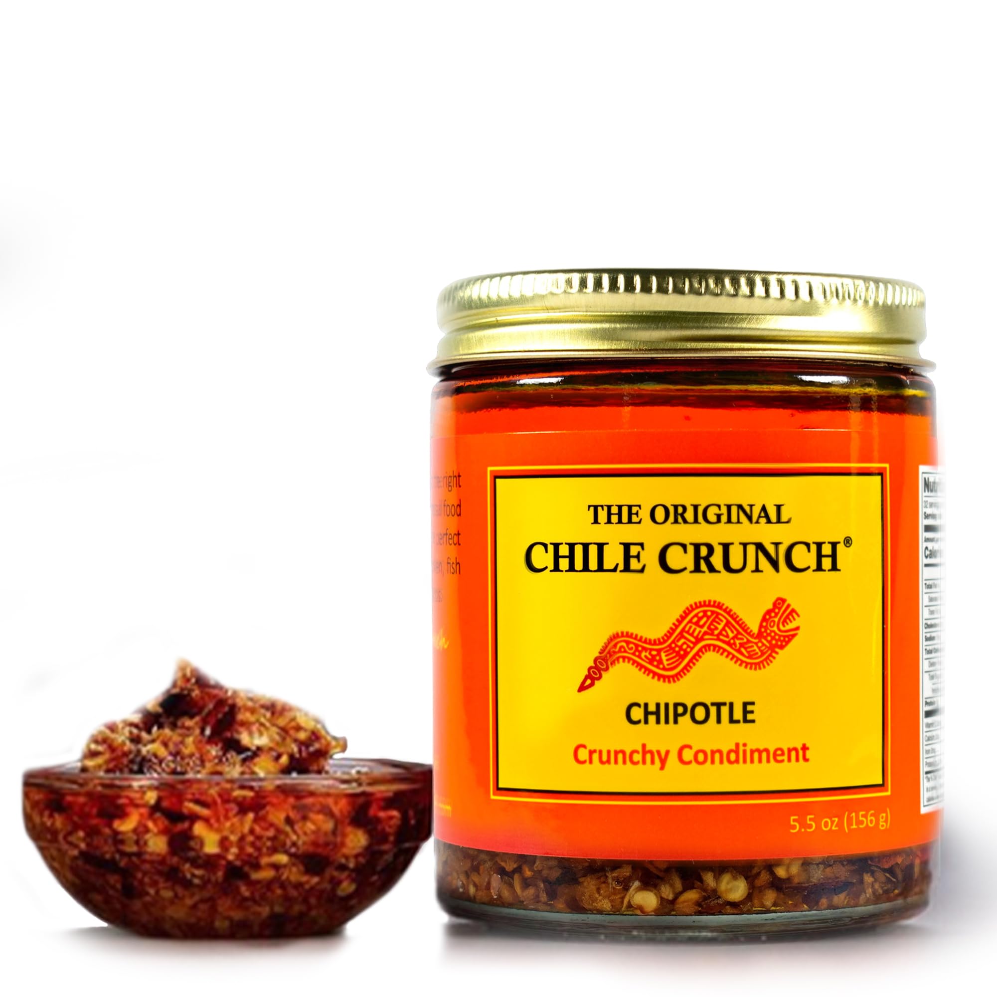 CHILE CRUNCH - Chipotle Spicy Crunchy Condiment - All Natural Roasted Chili Peppers, Garlic & Onion Crisp Sauce - Vegan, Gluten-Free, No Preservatives