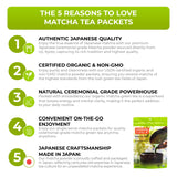 Matcha Ceremonial Grade, Pure Uji Matcha Powder Organic, 12 Unsweetened Organic Japanese Tea Packets, ECGC, L-Theanine, Chlorophyll in Green Vibrance