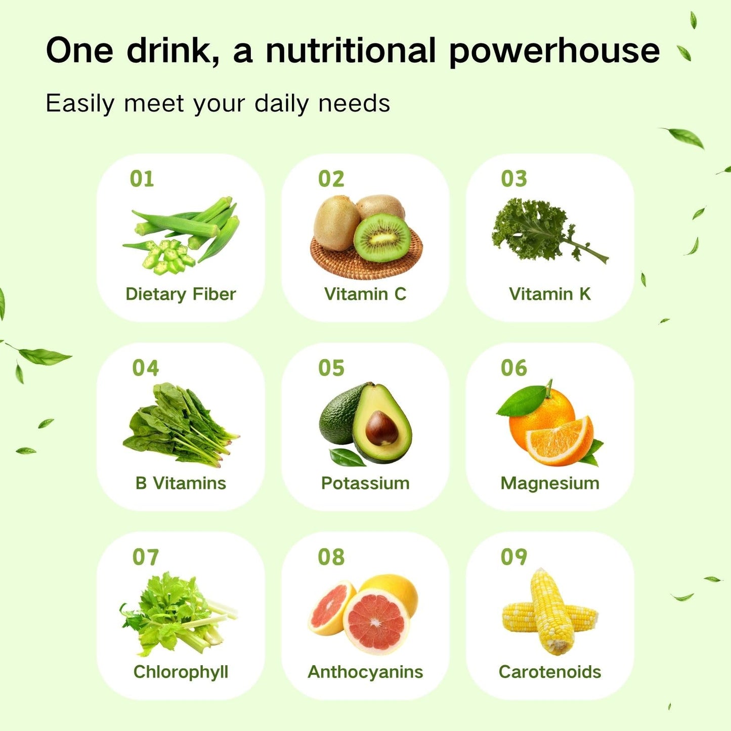 Liquid Salad High Fiber Veggie Pouches, Superfood Smoothie with Prebiotic & 16 Fruits & Vegetables, Convenient Ready-to-Eat Juice for Gut Health