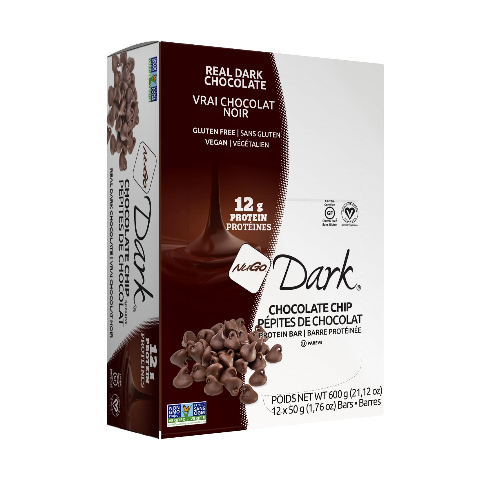 Nugo, Bar Box Dark Chocolate Choc Chip, 12 Count, 1.76 Ounce