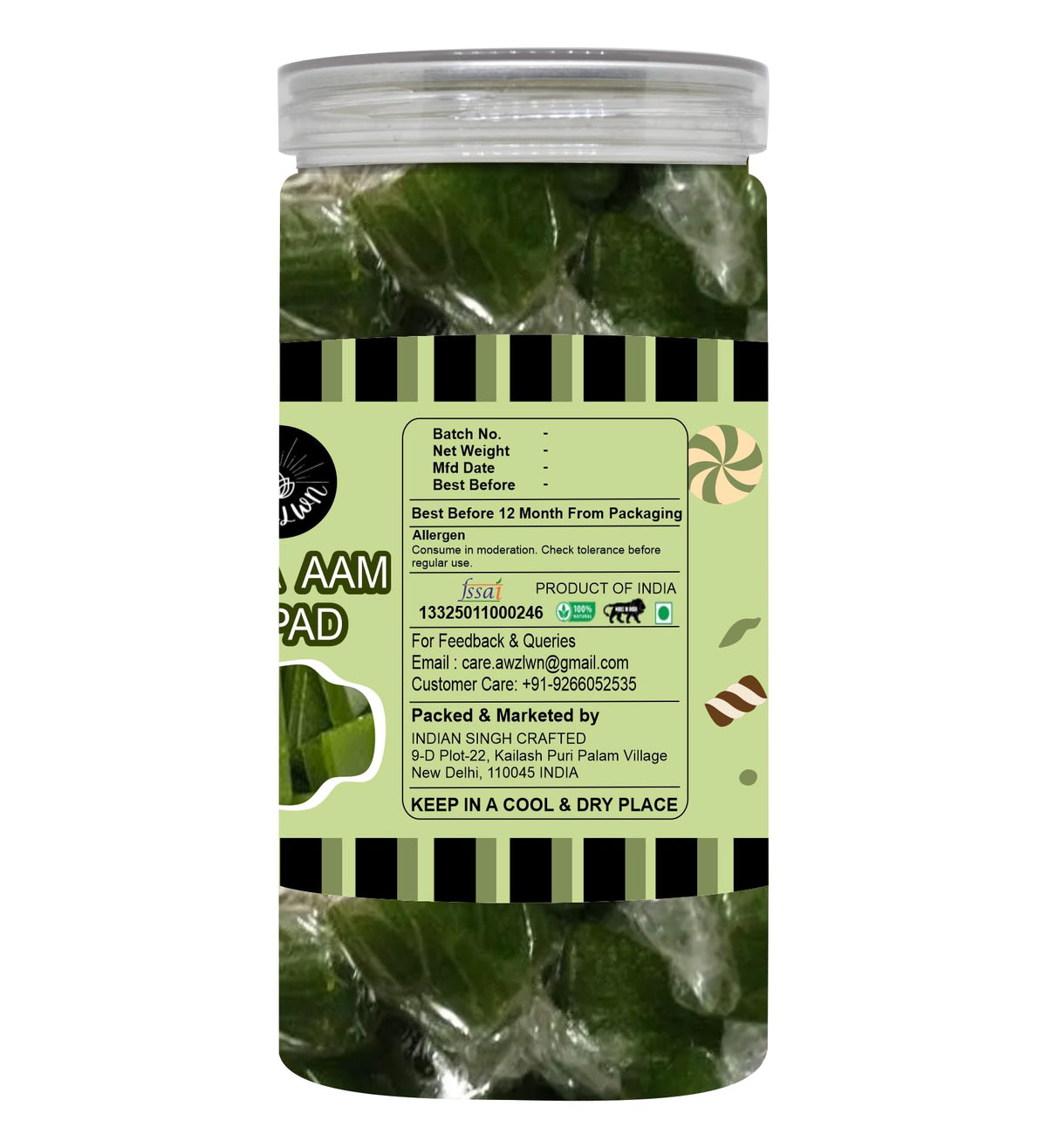 Awzlwn Indian Taste Candy (12.34 OZ / 350 GM, Kacha Aam Papad)