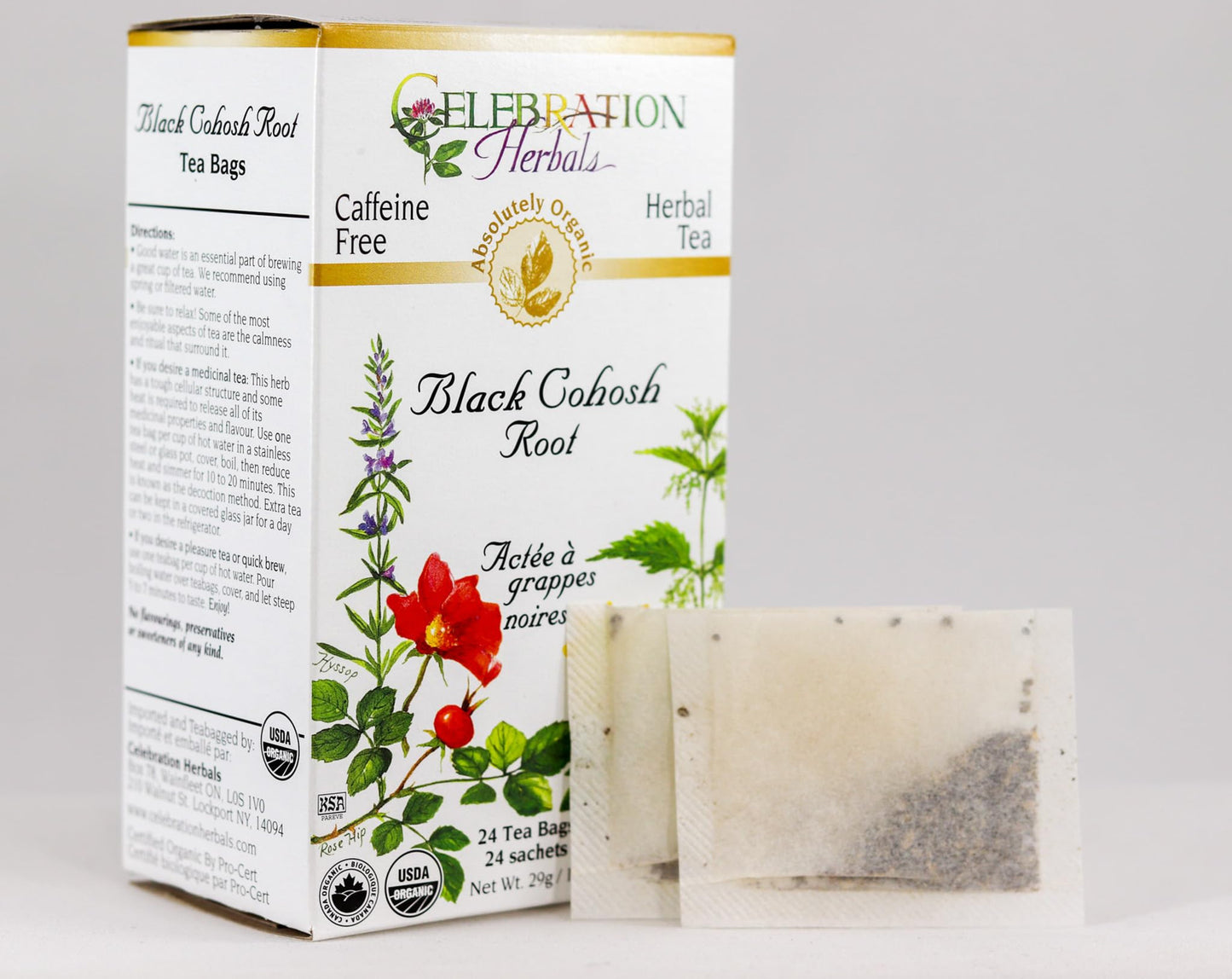 Celebration Herbals Black Cohosh Tea Organic, 24 Bag (Pack of 2)