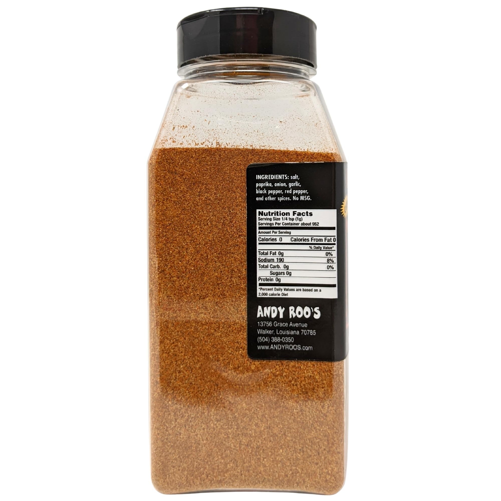 Andy Roo's No MSG Voodoo Creole Seasoning, 28 Ounce Shaker