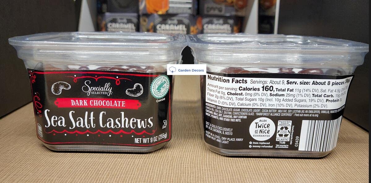 Specially Selected Dark Chocolate Sea Salt Cashews 9oz 255g (Two Containers)