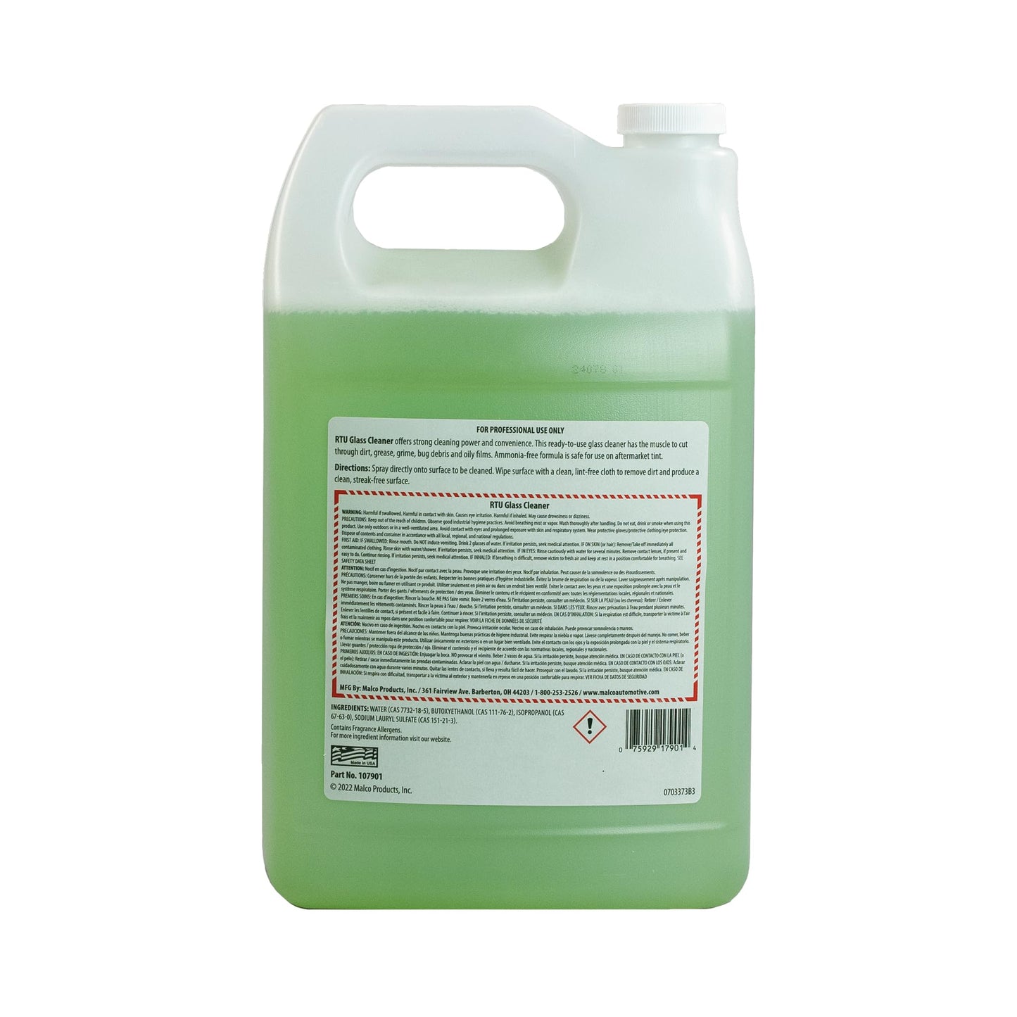 Malco Ready-To-Use Glass Cleaner - Streak-Free Removal of Dirt, Grease, Oils, & Bug Debris from Glass, Chrome, Tile, Stainless Steel, Vinyl