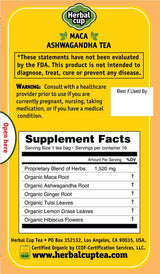 Herbal Cup Ayurveda Maca Tea, Organic Ashwagandha, No Caffeine Herbal Teas (16 Count, Pack of 1)
