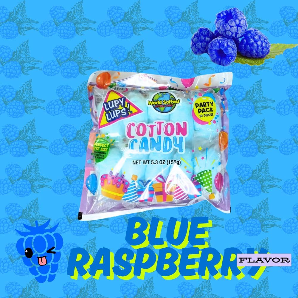 Lupy Lups! Cotton Candy Party Pack - Individually Wrapped Small bags, 0.5 oz Each - Perfect for Stockings, Treats, Party Favors, Buffet Tables,