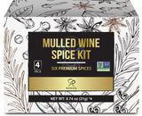 Soeos Mulled Wine Spice Kit 2.96 oz (0.74 oz*4), Mulling Spices for Wine, Apple Cider, and Tea, Mix of Six Premium Mulling Spices, Including Cinnamon