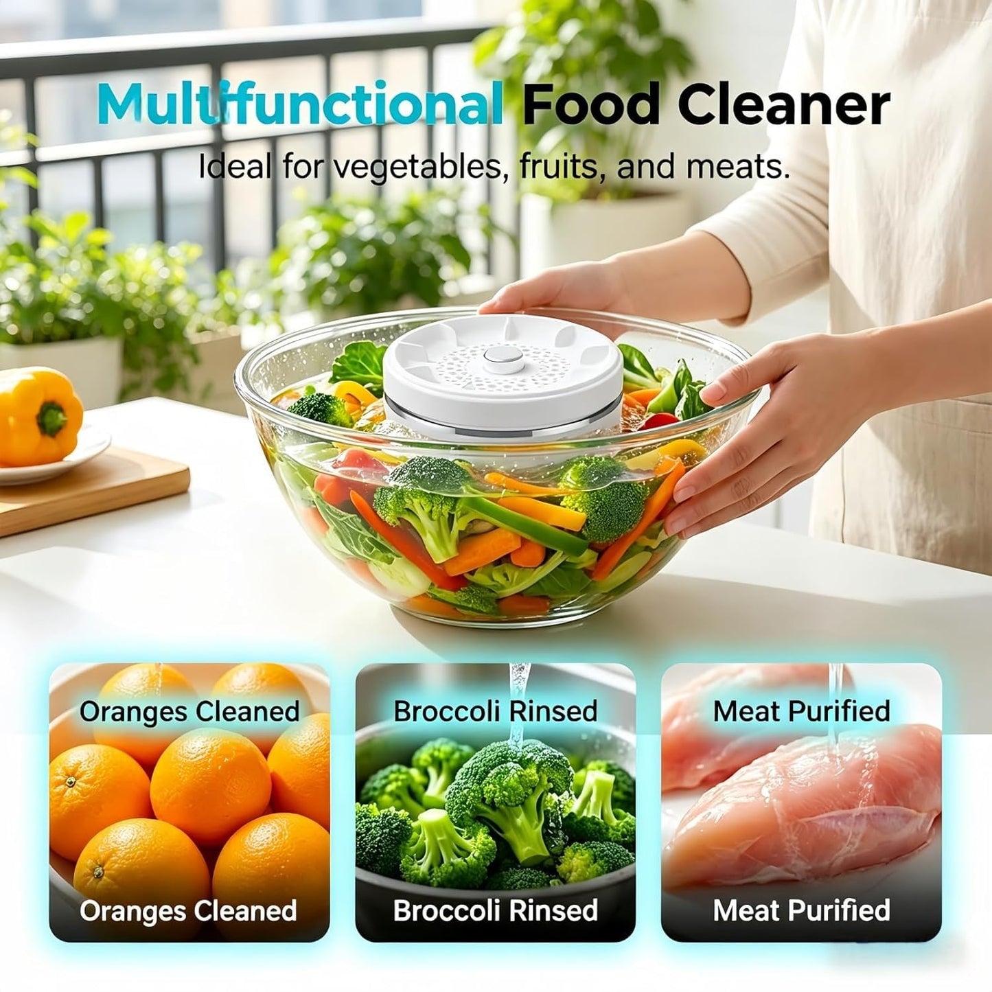 EASLIF Fruit and Vegetable Washing Machine, 2026 New Wireless Waterproof Fruit & Vegetable Cleaner Device, Titanium Electrolysis Automatic Veggie