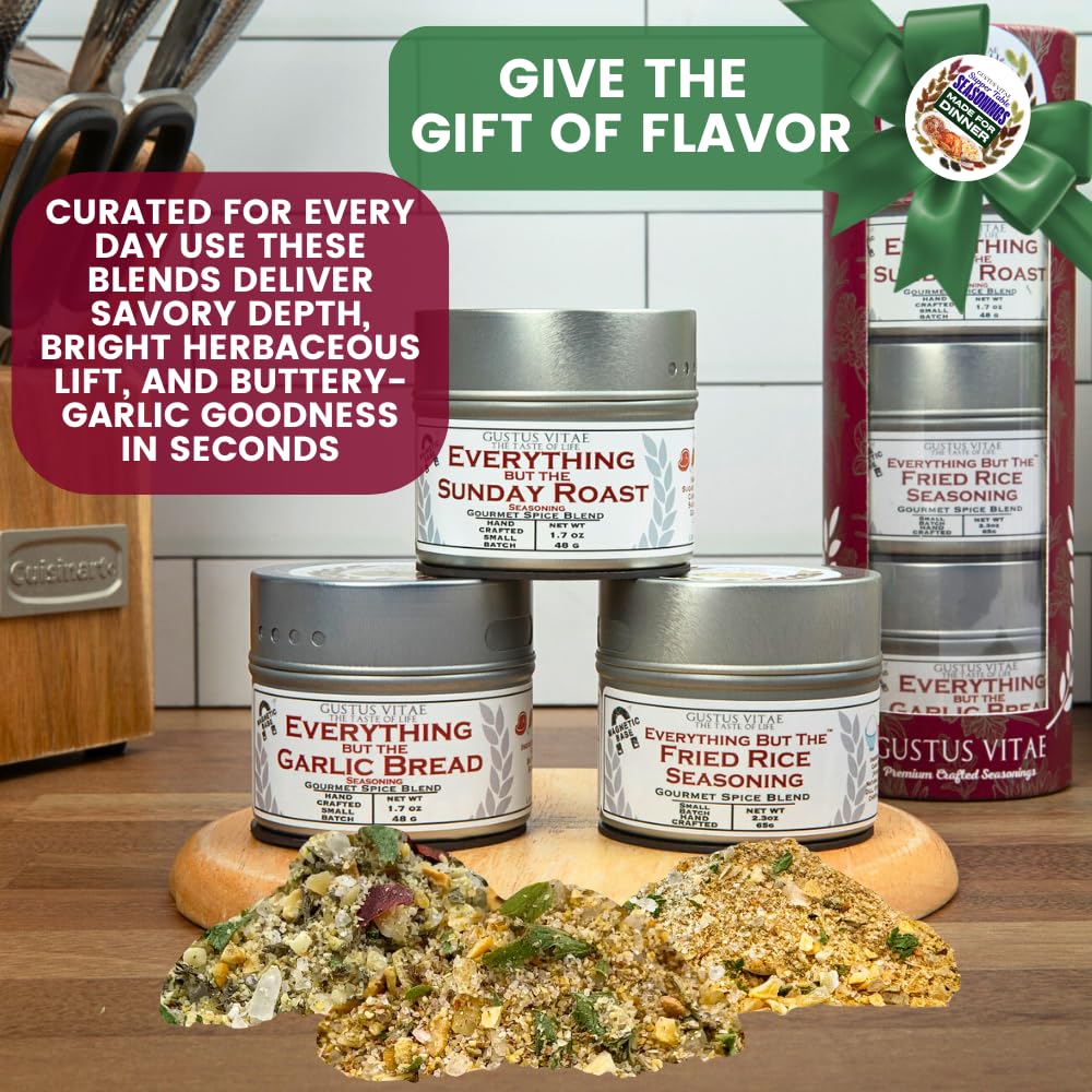Made for Dinner: Supper Table Seasonings | Gift Packaged Set of 3 Spice Blends | All Natural, Non GMO | Gourmet Infused Spice & Herb Blends | Small