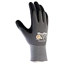 PIP Small MaxiFlex Endurance by ATG Black Nitrile Palm And Finger Coated Work Gloves With Nylon And Lycra Liner And Continuous Knit Wrist
