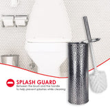 Hammered Toilet Brush Set, By Home Basics | Stainless Steel Toilet Bowl Brush And Holder | Holders For Bathrooms | Chic Toilet Brush Caddy