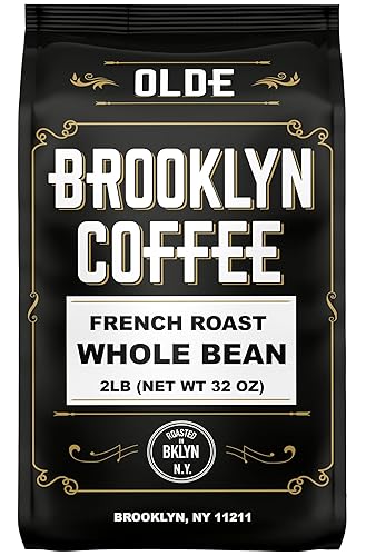 BROOKLYN COFFEE Whole Bean, French Dark Roast (2lb) Silky Smooth, Bold, Balanced - Fresh Bulk Coffee Beans Roasted Weekly in NYC