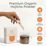Yu Tea Organic Hojicha Green Tea Powder, 75 Servings | Rich in Antioxidants & EGCG | Pure Japanese Roasted Green Tea | Low Caffeine & Unsweetened