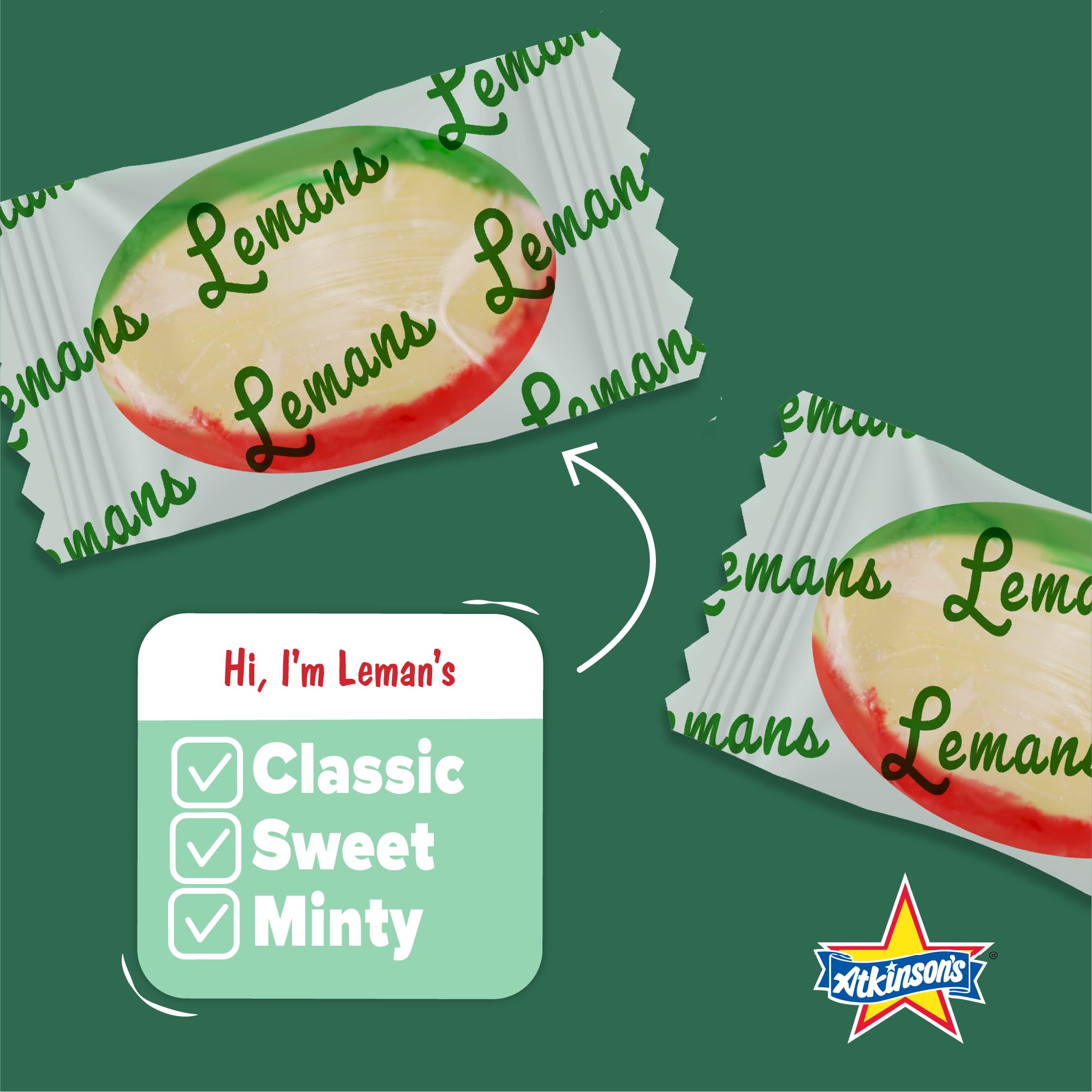 Atkinson's Leman's Mints Footballs Peppermint Candy Gluten Free 7oz Bag