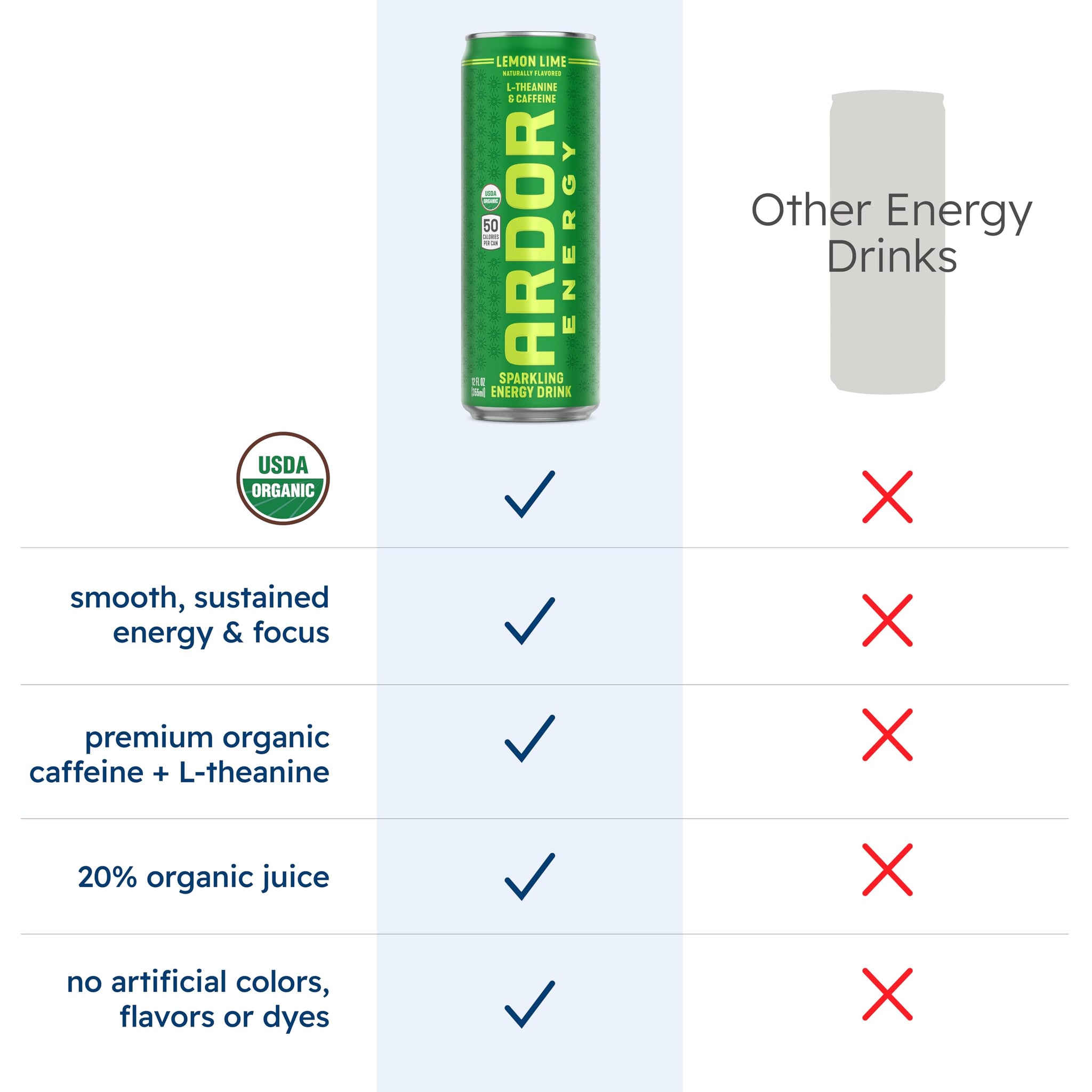 ARDOR ENERGY Natural Sparkling Energy Drink with 100mg Natural Caffeine & 200mg L-Theanine from Organic Green Tea for Smooth Energy & Focus | Healthy