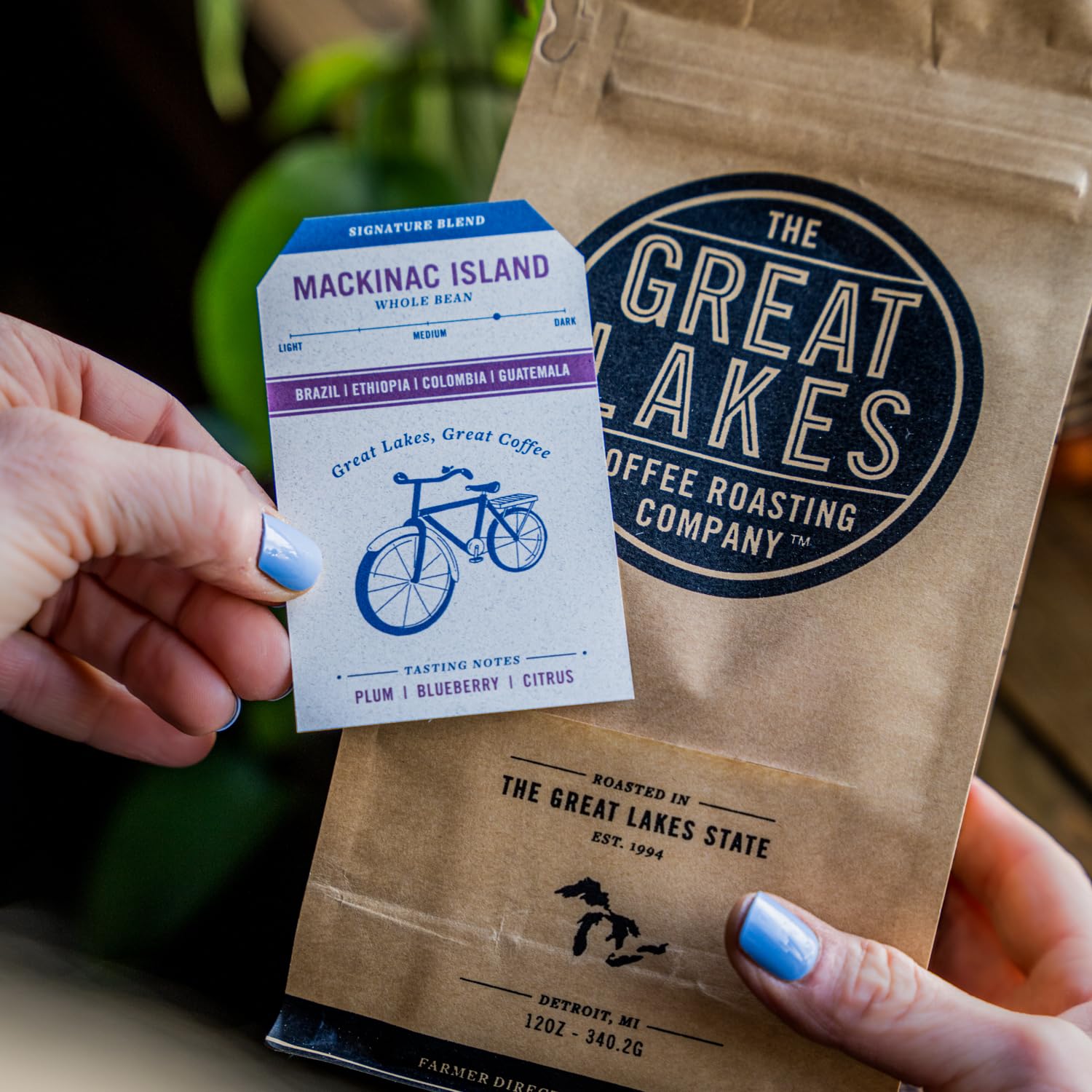 Great Lakes Medium/Dark Roast Whole Bean Coffee, Mackinac Island Signature Blend, Farmer Direct Sourced from Brazil, Columbia, Ethiopia