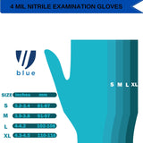 UBLUE 100 Nitrile Gloves, Disposable Gloves 4 MIL, Medical Examination, Non-Sterile, Powder Free, Latex Free Box of 100 Small, UW8284, Small 4mil