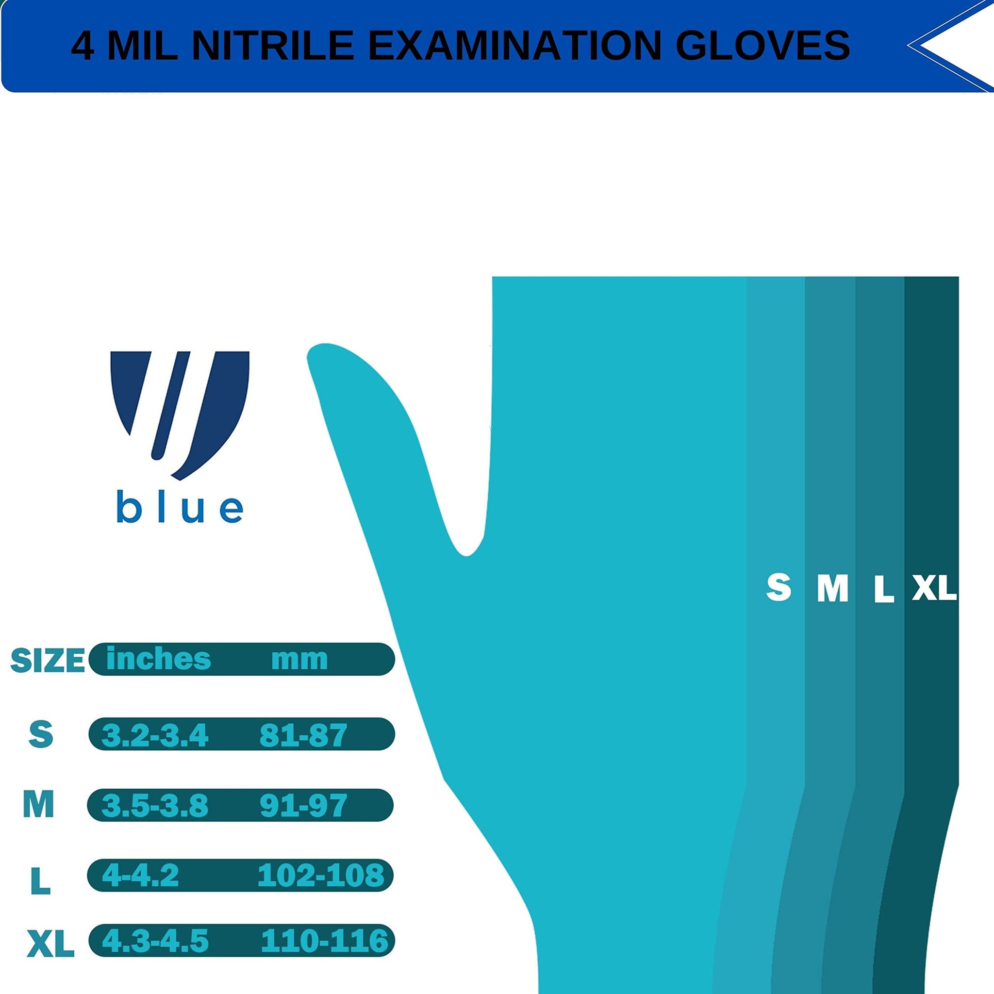 UBLUE 100 Nitrile Gloves, Disposable Gloves 4 MIL, Medical Examination, Non-Sterile, Powder Free, Latex Free Box of 100 Small, UW8284, Small 4mil