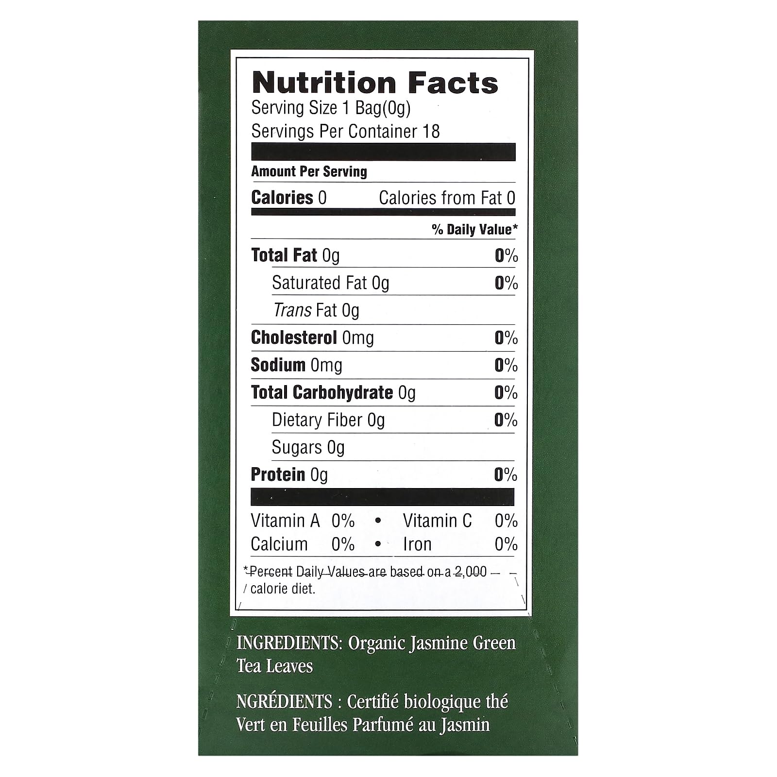 Uncle Lee's Imperial Organic Tea - Green Jasmine, 18 Count
