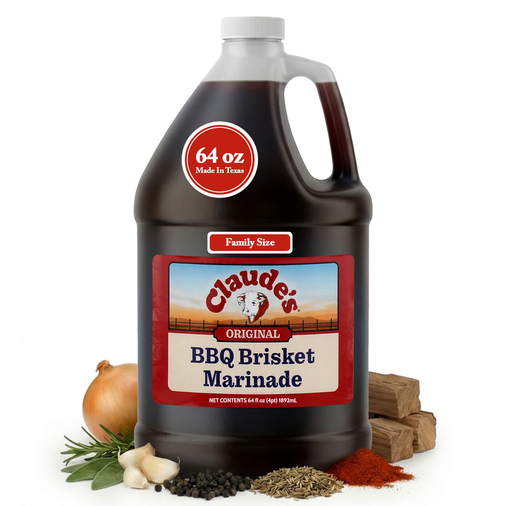 Claude's Original Texas BBQ Brisket Marinade Sauce, Gluten Free, 64 oz