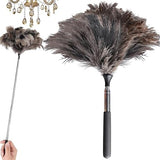 Ostrich Feathers, Dusters with Telescopic Handle, Adjustable from 17 to 40 Inch Dust Collector, Ostrich Duster for High Surfaces, Ceiling Fans